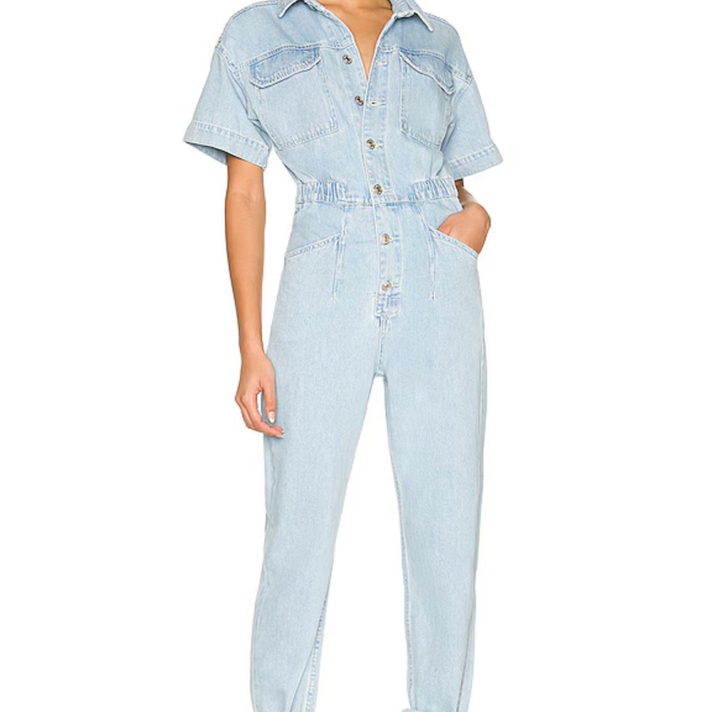 We The Free Sky Blue Denim Jumpsuit